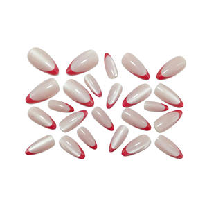 <span class=keywords><strong>Ongles</strong></span> artificiels de luxe 24 pièces, rouge œil de chat français, à presser, scintillants, magnétiques, réutilisables, forme amande - Product Image 3