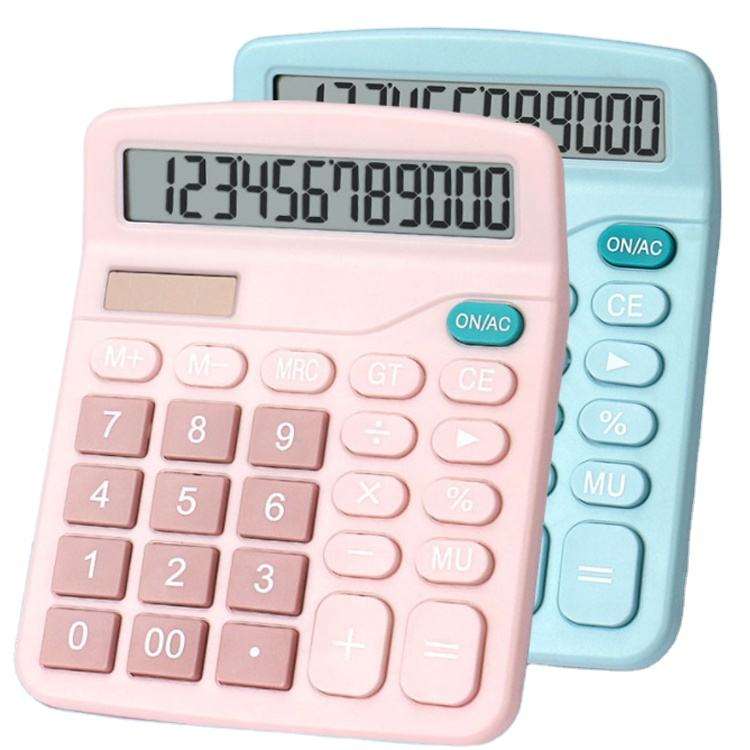 Solar and AA dual power portable desktop calculator 12 bit large LCD display office calculator Wholesale Home Custom Dual Power