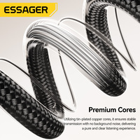 Cable de Audio Essager ES-YP26 Plug and Play Hifi Gold de 3.5 mm Macho a Macho para Micrófono, Altavoz, Coche, Conector Auxiliar de 3.5 mm para Teléfono y Auriculares