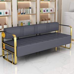 Chaises d'attente pour salon de coiffure AY, canapés doubles et triples en fer forgé avec coussins moelleux, bancs longs modernes et confortables - Product Image 6