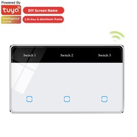 Interrupteur intelligent à écran tactile, norme américaine, personnalisable, Wi-Fi, 1 voie, avec verre trempé 2.5D et cadre métallique en aluminium, 2.4GHz