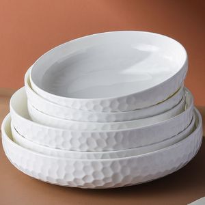 Lead-free Bone China Water <strong>Cube</strong> Nest Soup <strong>Plate</strong> Round Modern Minimalist Household Large Deep White Ceramic Glazed Microwave Safe - Product Image 2