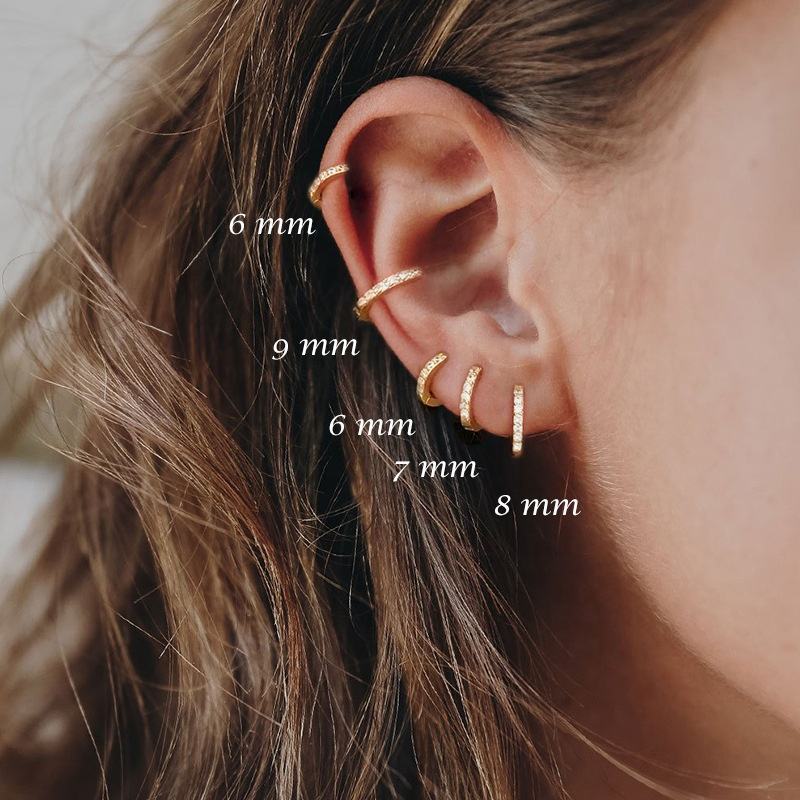 Pair of 925 Sterling Silver Small Hoop Star Stud Earrings Girls Kids E