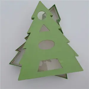 Janela De Árvore De Natal Verde Embalagem De Caixa De Papel Reciclada Para Presente De Natal