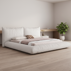 Letto in Tessuto Stile Crema, Moderno Minimalista di Lusso Leggero con Contenitore Tatami, Letto Matrimoniale per Camera da Letto Padronale - Product Image 1