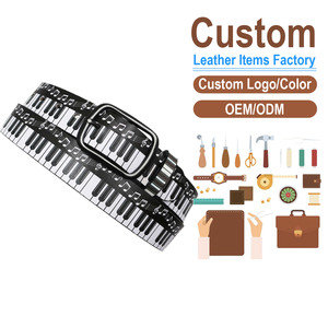 Cinturón de Cuero PU con Estampado 3D de Teclas de Piano, Diseño Creativo Original, Correa de Cintura Moderna Inspirada en la Música para Hombres y Mujeres - Product Image 1