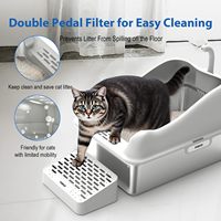 Bac à litière pour chat en acier inoxydable, grand format, durable, facile à nettoyer, best-seller, avec accessoires pour bac à litière pour chat
