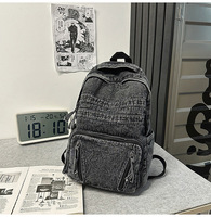 Ransel Uniseks Denim Gaya Jepang untuk Jalan-Jalan, Sederhana, Serbaguna, Artistik, Kasual, Tahan Lama, Tas Sekolah, Tas Perjalanan