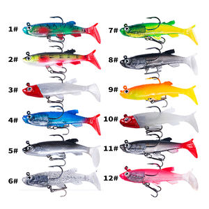 12 Stück Set HENGJIA Großhandel 8cm 14g Bleikopf Fisch form Köder Weiche Angel köder mit T-Schwanz - Product Image 6