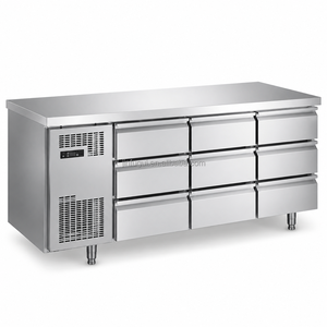 Frigorifero Congelatore Verticale Professionale in Acciaio Inossidabile con <span class=keywords><strong>4</strong></span> <span class=keywords><strong>Cassetti</strong></span> e Piano di Lavoro Sottobanco per Cucina Esterna - Product Image 3