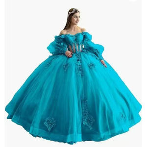 Nuovo Abito <span class=keywords><strong>da</strong></span> Ballo Lilla per Quinceanera con Spalle Scoperte e Applicazioni in Pizzo, Perline e Cristalli con Corsetto in Tulle Dolce 15 Vestidos De XV Anos - Product Image 3