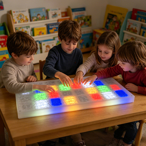 Lampe interactive carrée RGB à chargement USB sans fil, 32 LED, capteur tactile, panneau mural/sol, lampe de jeu multi-scènes pour enfants, personnalisable OEM - Product Image 2