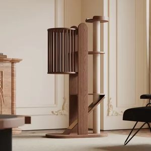 FEITU 도매 실내 고양이 클라이밍 타워 맞춤형 럭셔리 반려동물 가구 고양이 콘도 해먹 원목 캣 트리 - Product Image 5