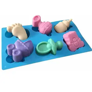 Molde de silicona para Cochecitos de bebé, botella de pies pequeños, oso, Fondant, molde de Chocolate para decoración de magdalenas, artesanía de azúcar