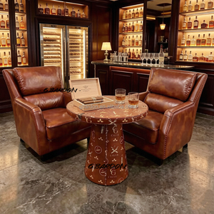 <span class=keywords><strong>Fauteuil</strong></span> <span class=keywords><strong>club</strong></span> vintage en cuir <span class=keywords><strong>marron</strong></span> antique, style Chesterfield classique, pour salon de cigares, bar, hôtel - Product Image 1