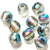 Zhubi 10mm 12mm 14mm grand trou tambour perles de verre pour la fabrication de bijoux perles rondes en cristal métallique pour collier fait main bricolage