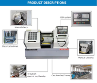 Tour CNC CK6136x1000, mandrin manuel à 3 mors, porte-outil électrique à 8 postes, contre-porteuse manuelle, diamètre de coupe max. 360 mm