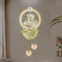 Lotus décoration de la maison acrylique impression UV peintures murales suspendues et arts muraux métal avec lumière LED pour salon