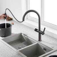 Capteur d'affichage numérique de température intelligent Cascade Robinet de cuisine extractible 2 Modes Pulvérisateur d'eau chaude et froide Mitigeur d'évier