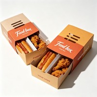 Boîte en papier kraft écologique avec compartiments pliables personnalisés pour poulet frit, emballage alimentaire en papier kraft de qualité alimentaire