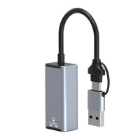 Groothandel Usb C/Usb A Naar RJ45 Lan Ethernet Adapter 2in1 100M Netwerkkaart Voor Laptop Telefoon