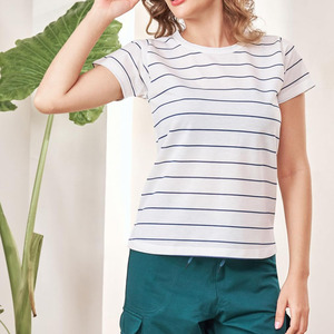 Camisetas de algodón 100% de alta calidad con impresión personalizada para mujer, camiseta de manga corta, top de verano para damas, camiseta básica de algodón sólido en venta. - Product Image 5