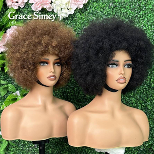 Pixie ricce parrucche NON in pizzo brasiliano capelli frontali allineati <span class=keywords><strong>Afro</strong></span> ricciolo naturale capelli umani parrucche - Product Image 5