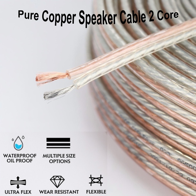 Factory 2.5mm 4mm Pure Copper 2 Core RCA Speaker Cable for Car Audio High End Professional Amplifiers