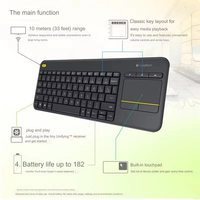 Logitech Original K400 Plus Smart TV Notebook Desktop Touch Mute Wireless Touchpad Keyboard untuk PC Laptop Android