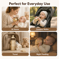Biberon anti-colique en silicone avec tétine d'allaitement à débit lent, design croissant de lune pour nouveau-né, bébé garçon ou fille