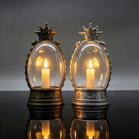 Mini LED OEM rétro imprimé scène de Noël scintillante, couronne en plastique, lumière chaude sans flamme flottante, décoration de table pour une ambiance festive