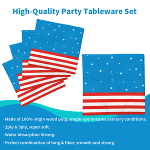 Xieli Decoración patriótica para fiestas suministros para fiestas <span class=keywords><strong>4</strong></span> de <span class=keywords><strong>julio</strong></span> platos servilletas y tazas - Product Image 5