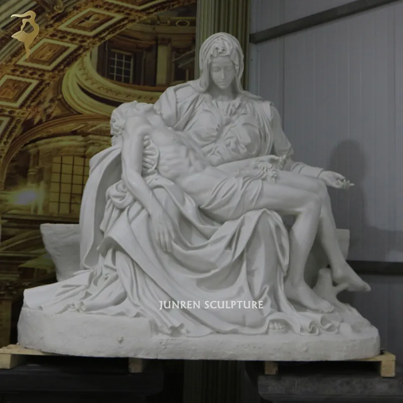 ศาสนาเรซิ่น Pieta รูปปั้นสีขาวเทียมรูปปั้นหินอ่อนสำหรับโบสถ์แมรี่กับพระเยซู