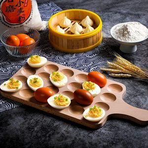 Plateau d'oeufs farcis en bois Porte-oeufs farcis Plateau organisateur Acacia Œuf de poulet farcis Plateau de service au fromage de Pâques - Product Image 2