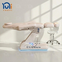 Table de Beauté Électrique de Luxe Réglable à 3/4 Moteurs, Table Faciale Courbée Blanche, Table de Massage et Lit pour Extensions de Cils