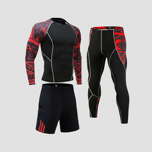 GAF GAF Jiu Jitsu Rash Guard MMA T-Shirt Pantalon pour hommes 3 PCS Set Grappling Bjj Boxing Rash Guard Sport Clothing Gym Shorts - Product Image 1