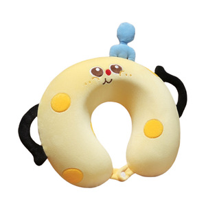 Oreiller en mousse à mémoire de forme en U, léger, pour la sieste, soutien cervical, voyage en avion ou en voiture, en velours cristal - Product Image 1