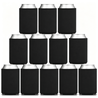 Lot de 150 manchons isothermes vierges en néoprène noir pliables pour canettes et bouteilles de bière et de soda, pour fêtes et mariages