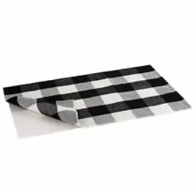 Amazon Venta caliente blanco y negro plaid buffalo al aire libre alfombra de algodón tejido de alfombras - Product Image 4