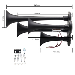 Universel 4 trompettes <span class=keywords><strong>12V</strong></span>/24V 150DB fort Musical Air klaxon haut-parleur Train klaxons Kit Max pour camion voitures SUV bateau <span class=keywords><strong>tracteur</strong></span> - Product Image 5