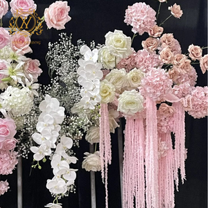 Fleurs artificielles en soie rose pour décoration de cérémonie de mariage, fausses hortensias, dendrobiums, roses, lys, palette de rose douce - Product Image 4