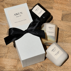 AIKUN OEM Wholesale Luxury Minimalist Modern Refillable Soy Wax Aromatherapy Glass <b>Candle</b> Set for Home Fragrance - Product Image 3