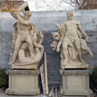 Sculpture grandeur nature en marbre blanc d'hercule, décoration de dieu grec faite à la main