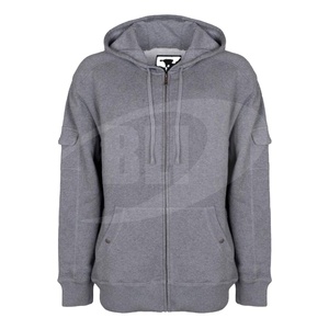 เสื้อกันหนาวแบบสวมหัวมีฮู้ดผ้าคอตตอนผ้าฟลีซปักโลโก้มีซิปสีตัดกันสำหรับทุกเพศขนาด - Product Image 1