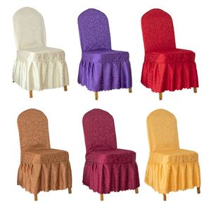 Nouvelle housse de chaise jacquard personnalisée en spandex avec jupe pour salle à manger - Product Image 5