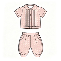 Ensemble 2 pièces personnalisé OEM ODM pour bébé et tout-petit, imprimé panda, col Peter Pan, haut à manches courtes et pantalon lanterne, tenue décontractée pour enfants