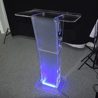 Pupitre pliable en acrylique avec éclairage LED pour conférences, discours, cérémonies d'ouverture et célébrations