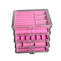 Boîte à bijoux en plastique acrylique pour boucles d'oreilles, colliers et clous d'oreilles, organisateur de rangement anti-poussière de type tiroir, présentoir de bureau transparent pour bagues