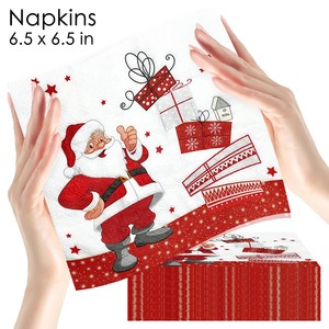 Serviettes en papier de Noël avec motif étoile du Père Noël, carrées, 1 à 20 pièces, pour décorations de table de fêtes - Product Image 5