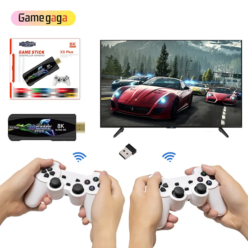 Ye X3 Plus Game Stick 4K Dual Systeem Tv Stick 64Gb 30000 Klassieke Games Hd Retro Video Gaming Console Draagbare Game Consola